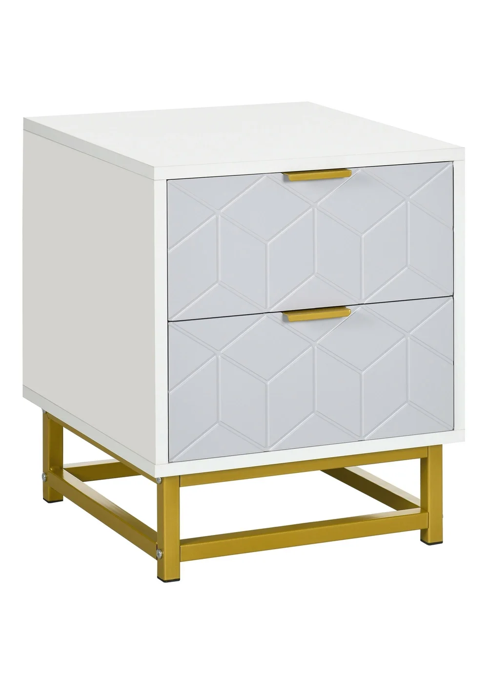 HOMCOM White Bedside Table W/ 2 Drawers (40cm x 40cm x 48.5cm) - One Size Image 1