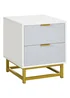 HOMCOM White Bedside Table W/ 2 Drawers (40cm x 40cm x 48.5cm) - One Size Image 1