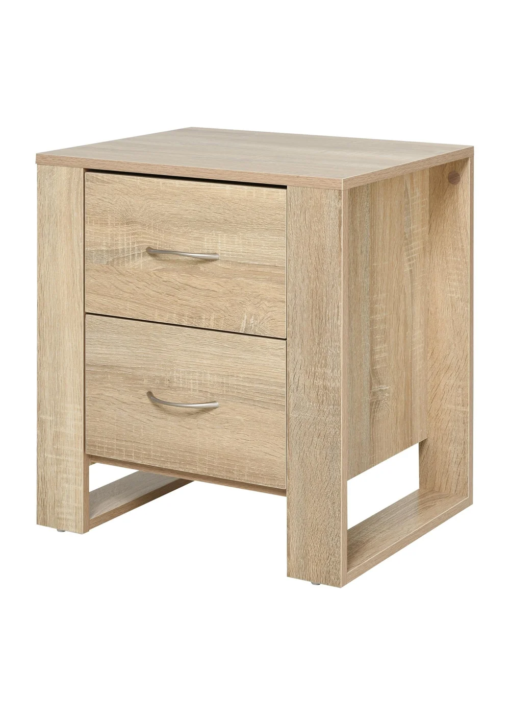 HOMCOM Brown 2 Drawer Boxy Bedside Table (48cm x 39cm x 54cm) - One Size Image 1