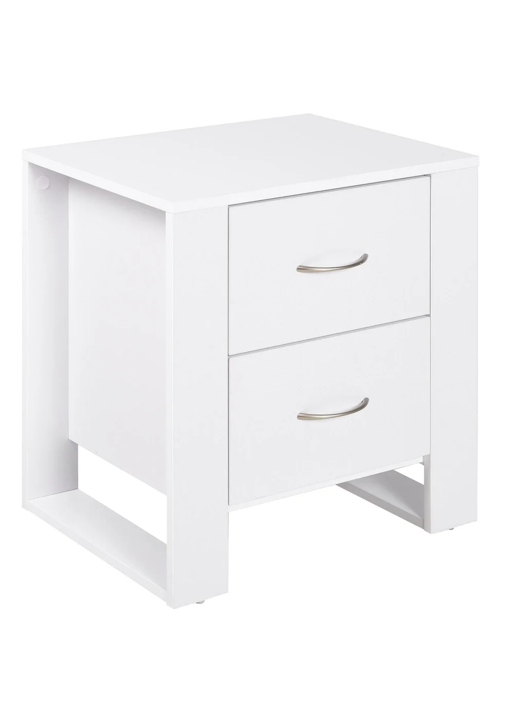 HOMCOM White 2 Drawer Boxy Bedside Table (48cm x 39cm x 54cm) - One Size Image 2