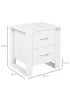 HOMCOM White 2 Drawer Boxy Bedside Table (48cm x 39cm x 54cm) - One Size Image 3