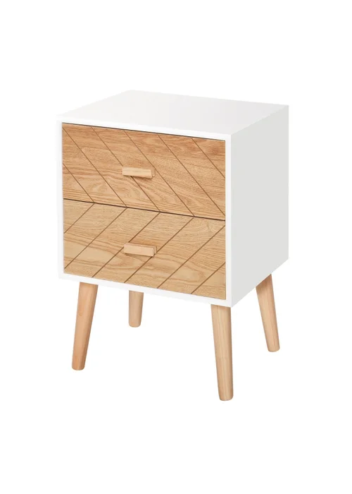 HOMCOM White 2 Drawers Bedside Table (40cm x 30cm x 55.5cm) - One Size Image 1