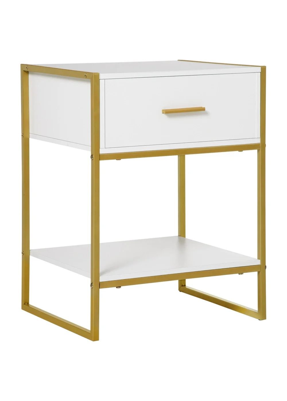 HOMCOM White Modern Bedside Table (45cm x 40cm x 60cm) - One Size Image 1