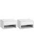 HOMCOM White Floating Bedside Table Set of 2 (37cm x 32cm x 21cm) - One Size Image 2