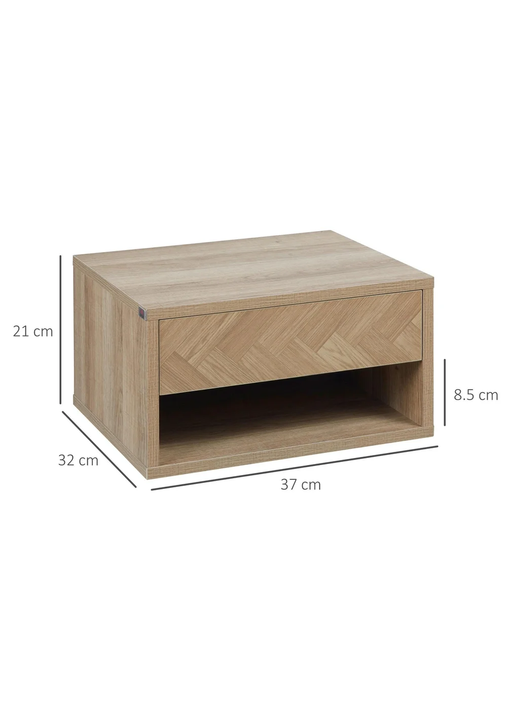 HOMCOM Natural Floating Bedside Table Set of 2 (37cm x 32cm x 21cm) - One Size Image 3