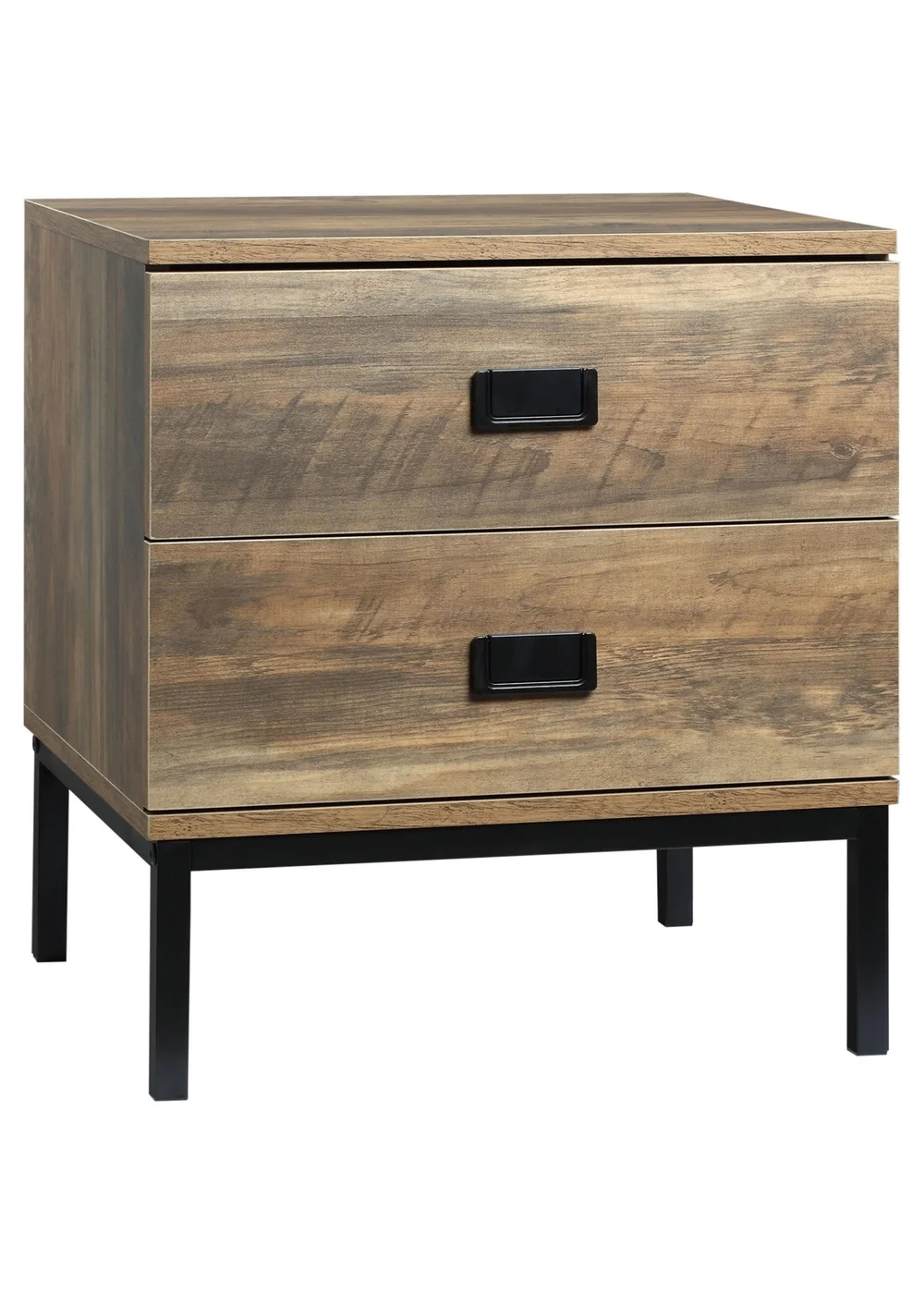 HOMCOM Brown Retro Metal Frame Bedside Table (45cm x 39cm x 50cm) - One Size Image 2