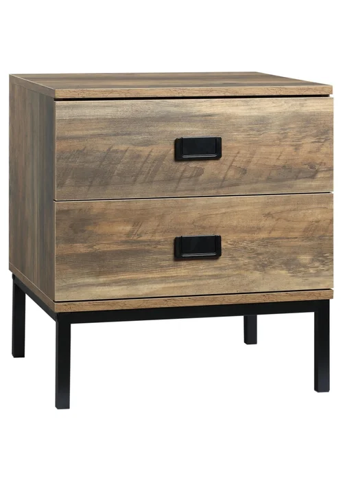 HOMCOM Brown Retro Metal Frame Bedside Table (45cm x 39cm x 50cm) - One Size Image 2