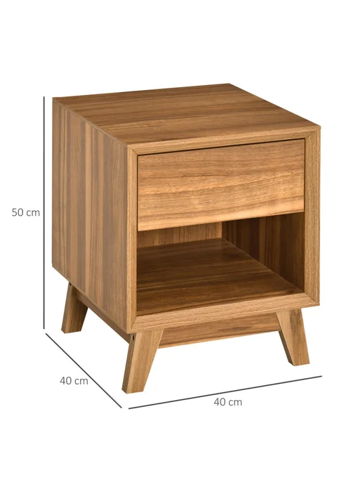 HOMCOM Brown Storage Organizer Bedside Table (40cm x 40cm x 50cm) - No Size Image 3