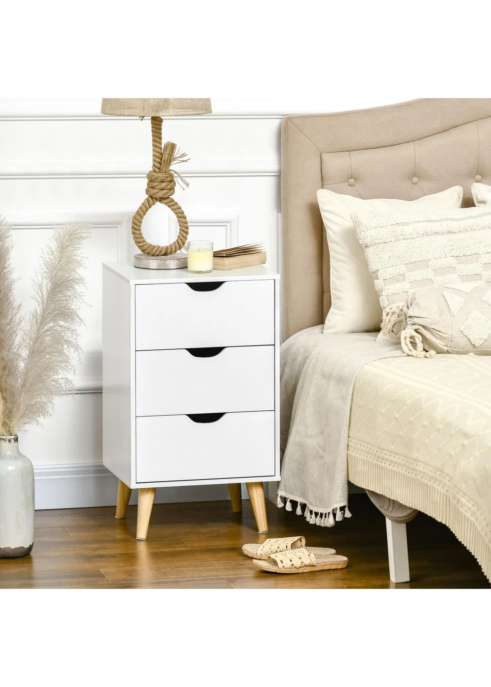 HOMCOM White 3 Drawer Unit Storage Chest (40cm x 35cm x 68.5cm) - One Size Image 1