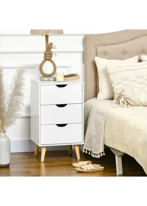 HOMCOM White 3 Drawer Unit Storage Chest (40cm x 35cm x 68.5cm) - One Size Image 1