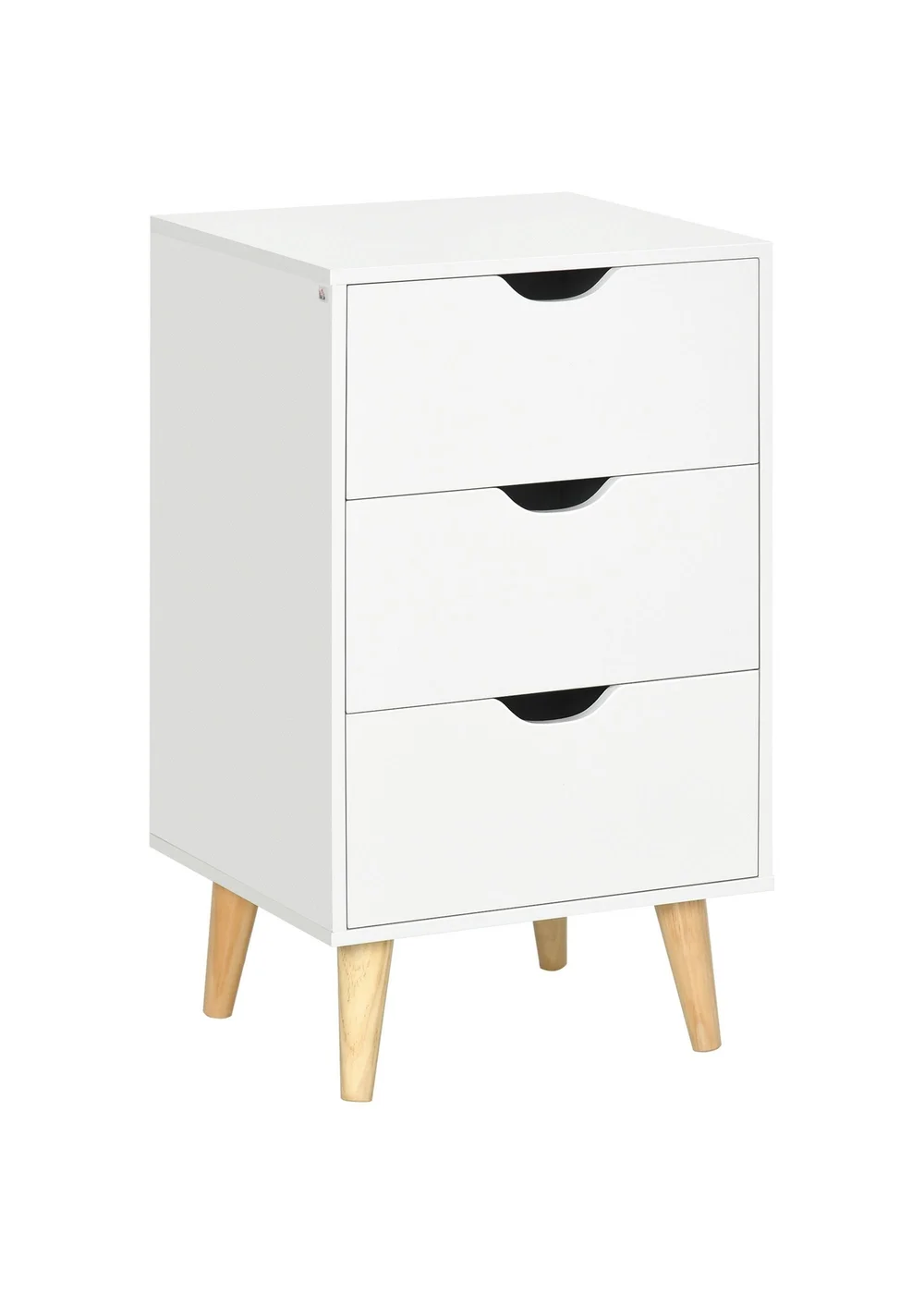 HOMCOM White 3 Drawer Unit Storage Chest (40cm x 35cm x 68.5cm) - One Size Image 2