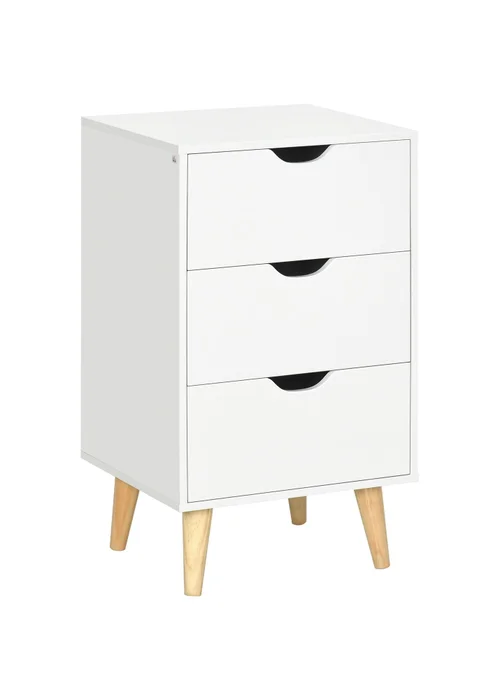 HOMCOM White 3 Drawer Unit Storage Chest (40cm x 35cm x 68.5cm) - One Size Image 2