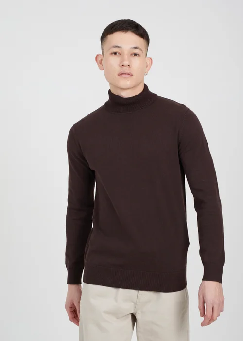 Brave Soul Chocolate Roll Neck Jumper - S Image 1