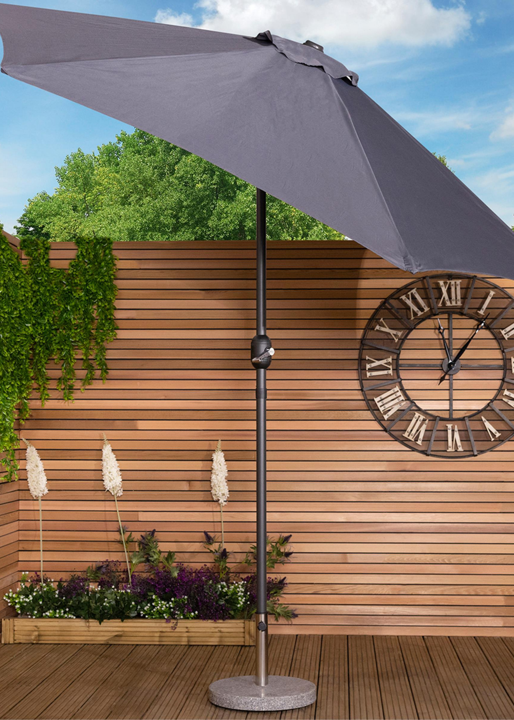 Charles Bentley Garden Metal Grey Patio Umbrella Crank & Tilt (235.5cm, 38mm Pole) - One Size Image 2