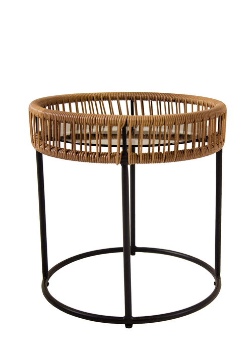 Charles Bentley Zanzibar Coffee Brown Table Natural Side Rattan Side Table (H45 x D43 x W43cm) - One Size Image 2