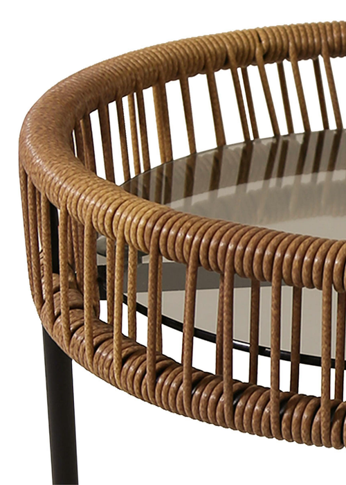 Charles Bentley Zanzibar Coffee Brown Table Natural Side Rattan Side Table (H45 x D43 x W43cm) - One Size Image 3