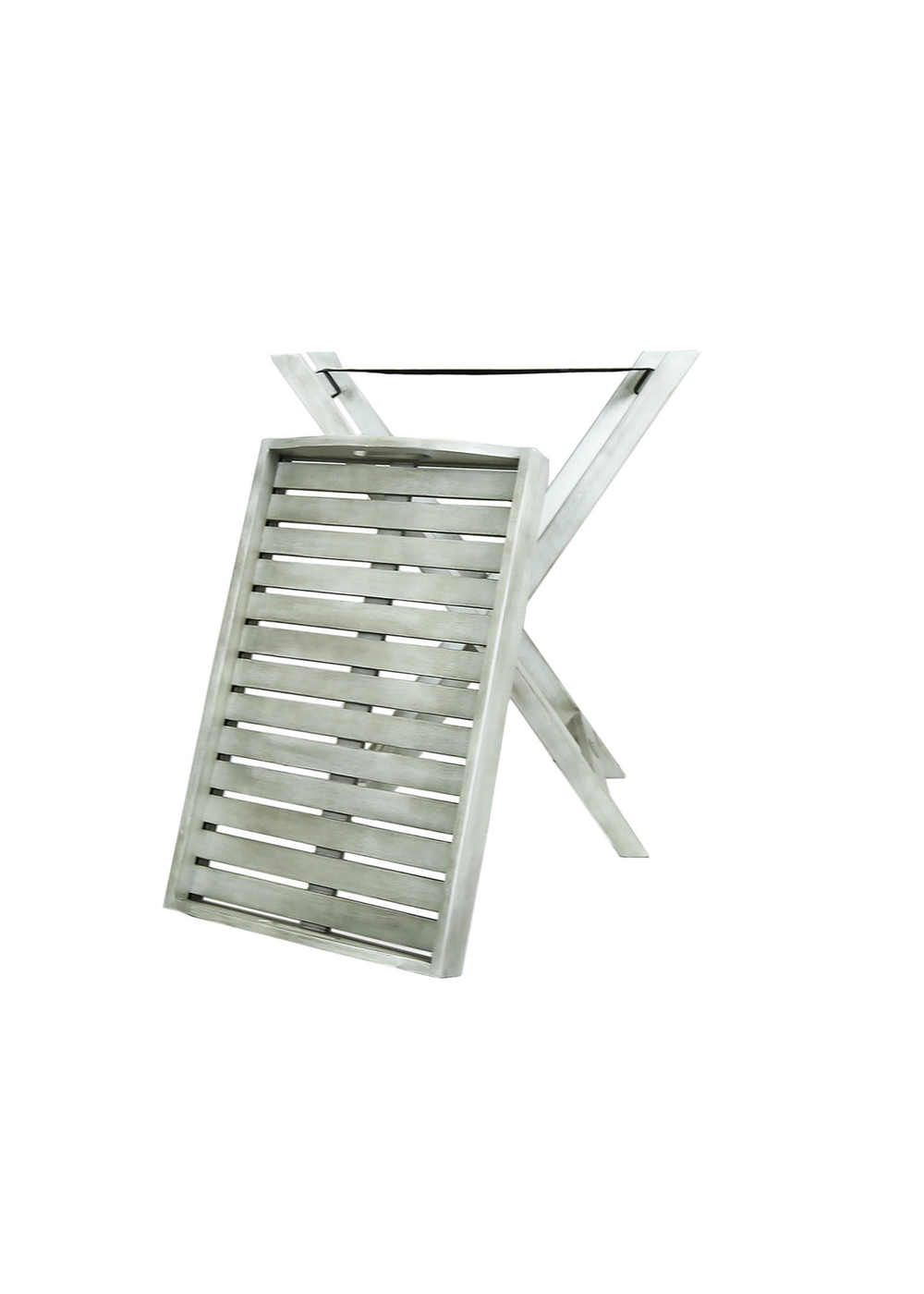 Charles Bentley FSC Acacia White Wooden Garden Butler Tray (H74 x L39 x W60cm) - One Size Image 2