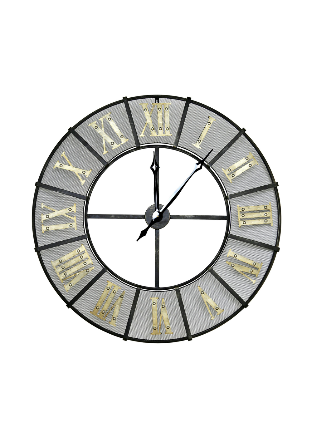 Charles Bentley Iron Garden Black & Antique Brass Metal Clock (Dia.87cm x D6cm) - One Size Image 2