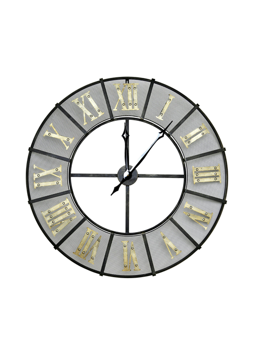 Charles Bentley Iron Garden Black & Antique Brass Metal Clock (Dia.87cm x D6cm) - One Size Image 2