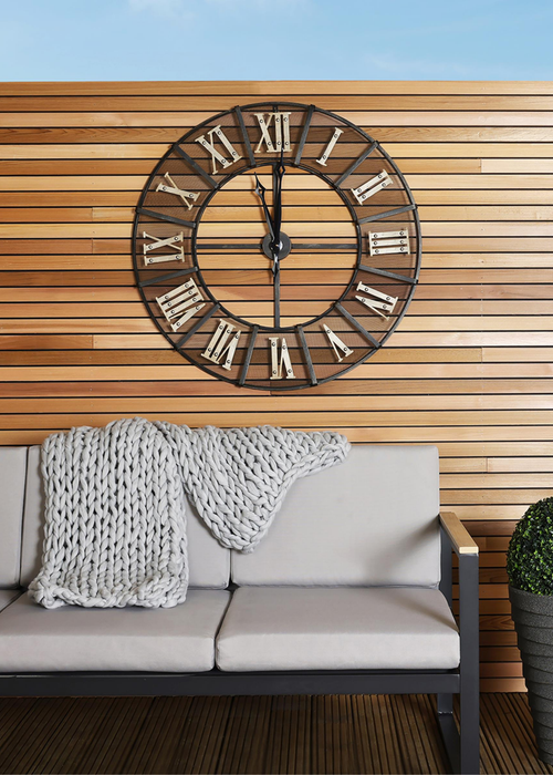 Charles Bentley Iron Garden Black & Antique Brass Metal Clock (Dia.87cm x D6cm) - One Size Image 1