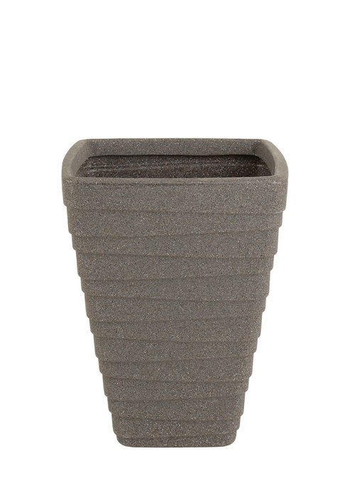 Charles Bentley Grey Pair of Tall Trojan Square Granite Pots (Dia. 40cm) - One Size Image 5