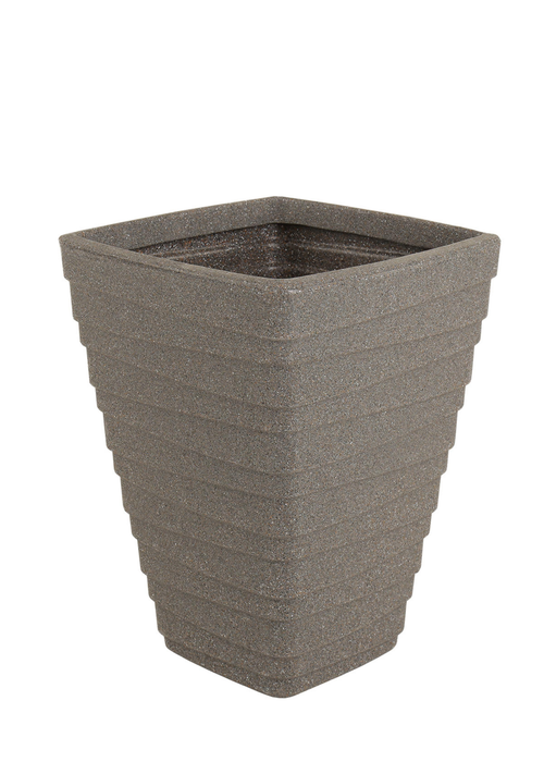 Charles Bentley Grey Pair of Tall Trojan Square Granite Pots (Dia. 40cm) - One Size Image 3
