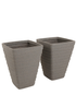 Charles Bentley Grey Pair of Tall Trojan Square Granite Pots (Dia. 40cm) - One Size Image 2