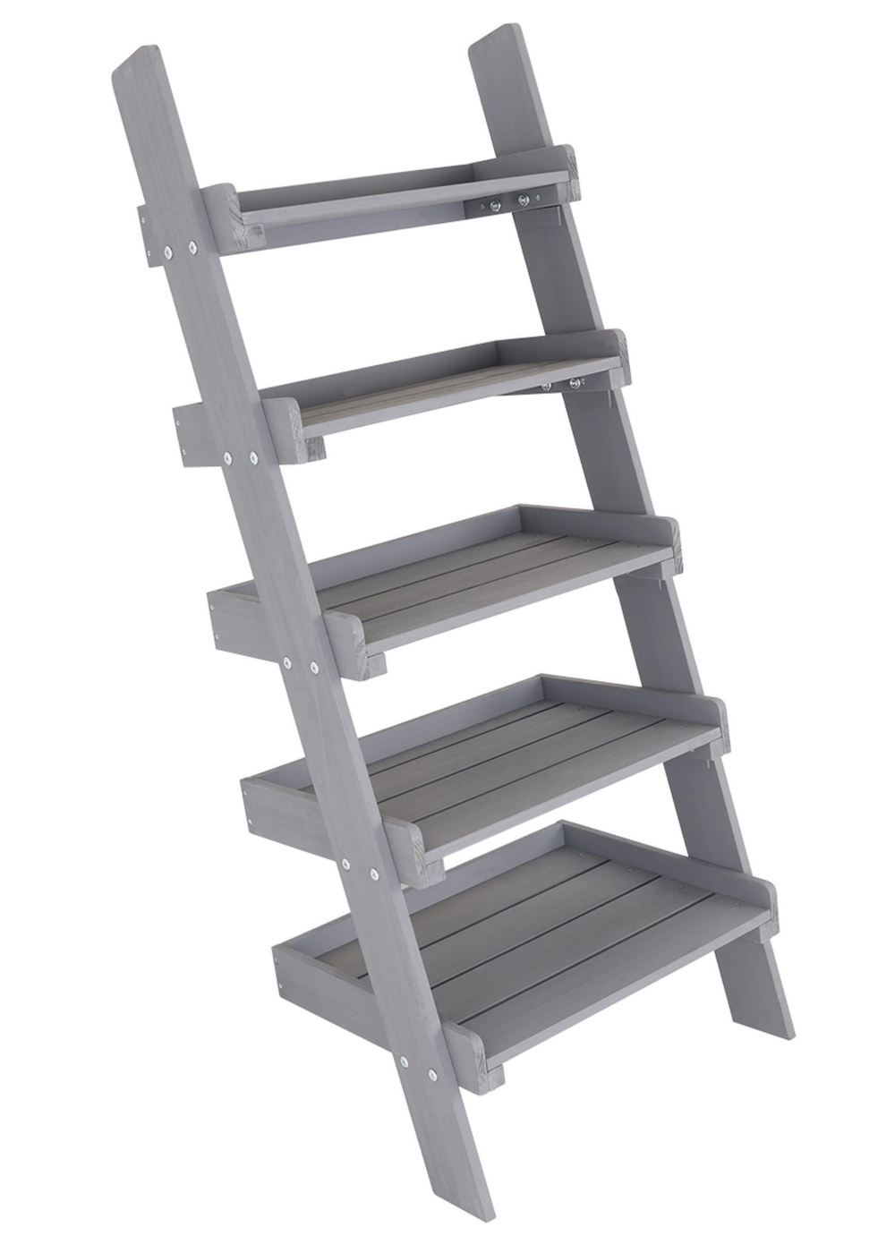 Charles Bentley FSC Slim Grey Tall Ladder Planter (H110 x D33 x W45cm) - One Size Image 2