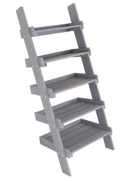 Charles Bentley FSC Slim Grey Tall Ladder Planter (H110 x D33 x W45cm) - One Size Image 2