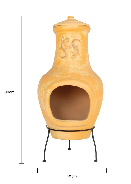 Charles Bentley Outdoor Large Terracotta Clay Chiminea Patio Heater (80cm x 40cm) - L Image 6
