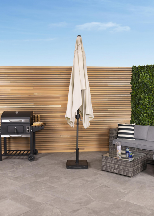 Charles Bentley Rectangular Outdoor Garden Beige Parasol Umbrella (3m x 2m) - One Size Image 4