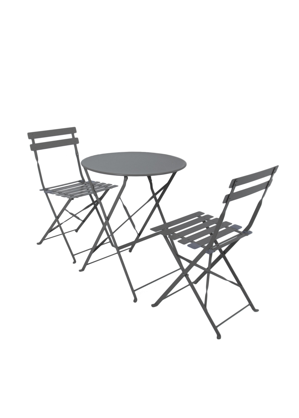 Charles Bentley Folding Metal Dark Grey Bistro Set for Patio or Garden (2 Seater) - One Size Image 1
