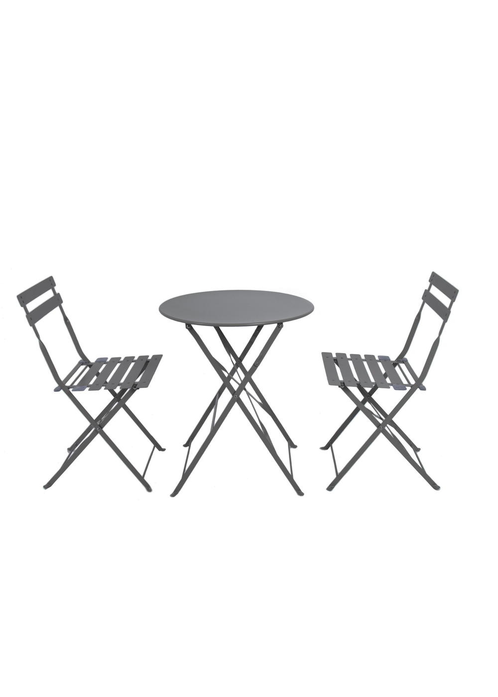 Charles Bentley Folding Metal Dark Grey Bistro Set for Patio or Garden (2 Seater) - One Size Image 2