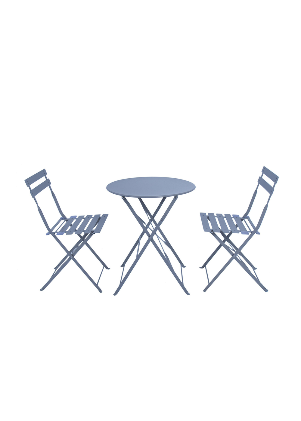 Charles Bentley Garden Metal Navy Grey Bistro Set Table & 2 Chairs (3 Piece) - One Size Image 2