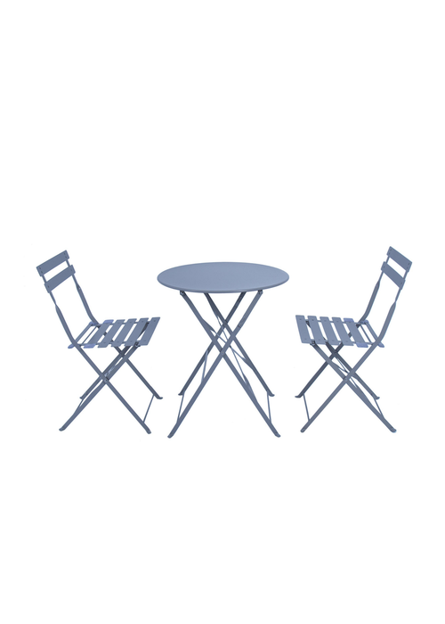 Charles Bentley Garden Metal Navy Grey Bistro Set Table & 2 Chairs (3 Piece) - One Size Image 2