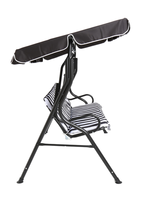 Charles Bentley 2-3 Seater Garden Grey Striped Swing Seat Hammock (H154 x W173 x D111cm) - One Size Image 4