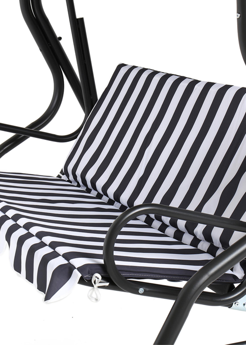 Charles Bentley 2-3 Seater Garden Grey Striped Swing Seat Hammock (H154 x W173 x D111cm) - One Size Image 3