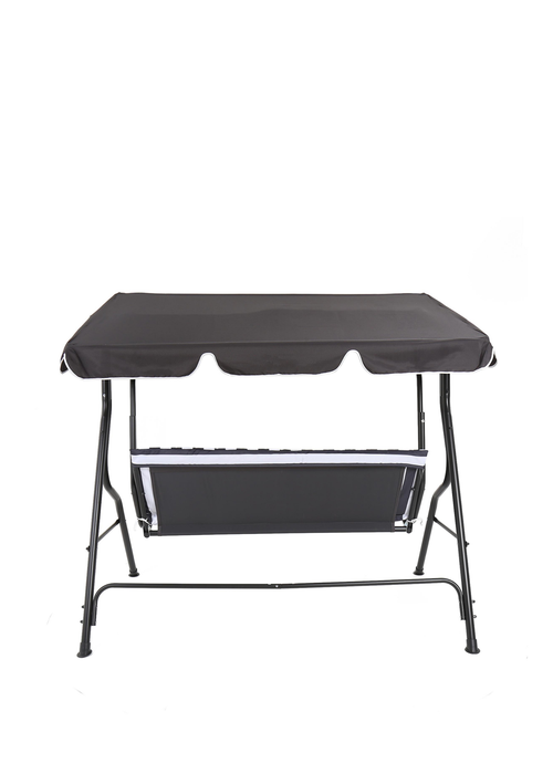 Charles Bentley 2-3 Seater Garden Grey Striped Swing Seat Hammock (H154 x W173 x D111cm) - One Size Image 2