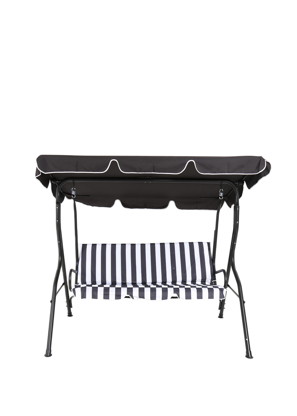 Charles Bentley 2-3 Seater Garden Grey Striped Swing Seat Hammock (H154 x W173 x D111cm) - One Size Image 1