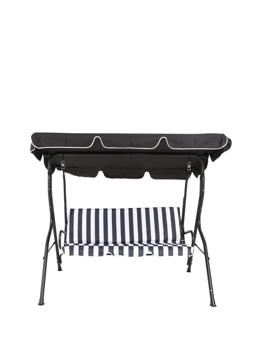 Charles Bentley 2-3 Seater Garden Grey Striped Swing Seat Hammock (H154 x W173 x D111cm) - One Size Image 1