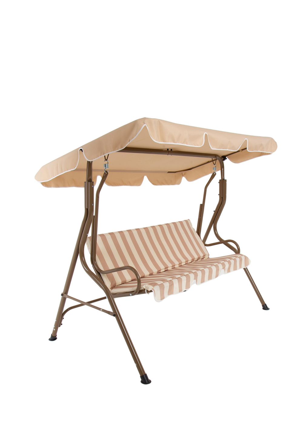 Charles Bentley 2-3 Seater Garden Beige Striped Swing Seat Hammock (H154 x W173 x D111cm) - One Size Image 1