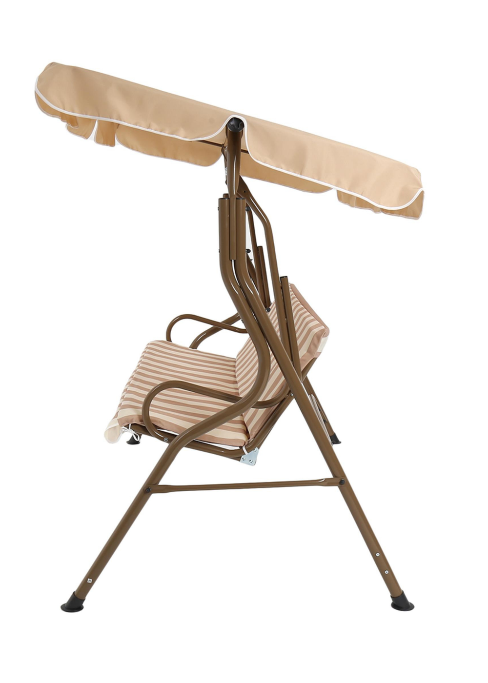 Charles Bentley 2-3 Seater Garden Beige Striped Swing Seat Hammock (H154 x W173 x D111cm) - One Size Image 3