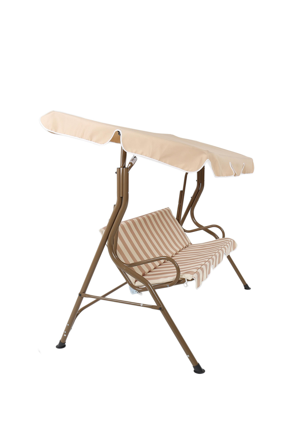 Charles Bentley 2-3 Seater Garden Beige Striped Swing Seat Hammock (H154 x W173 x D111cm) - One Size Image 5