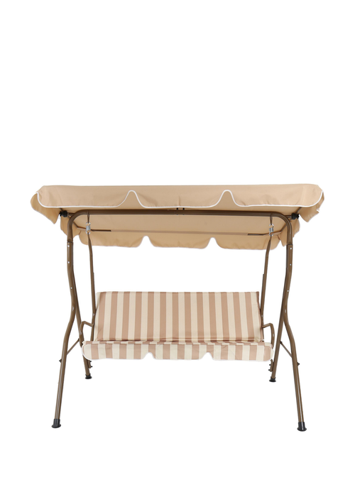 Charles Bentley 2-3 Seater Garden Beige Striped Swing Seat Hammock (H154 x W173 x D111cm) - One Size Image 2