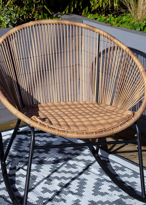 Charles Bentley Zanzibar Rocking Chair Natural Rattan String Seat (H72 x D74 x W77cm) - One Size Image 1