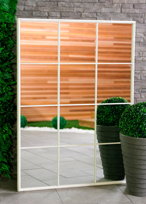 Charles Bentley Large Industrial Window Antique White Mirror (L130 x D2.5 x W95cm) - L Image 1