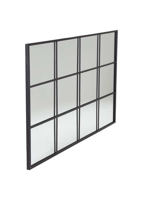 Charles Bentley Large Industrial Window Black Mirror (L120 x D2.5cm x W80cm) - L Image 2
