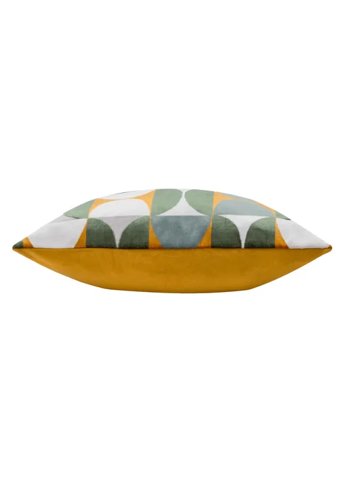 Paoletti Bardot Geometric Jacquard Filled Cushion (50 x 50 x 8cm) Gold/Blue - One Size Image 4