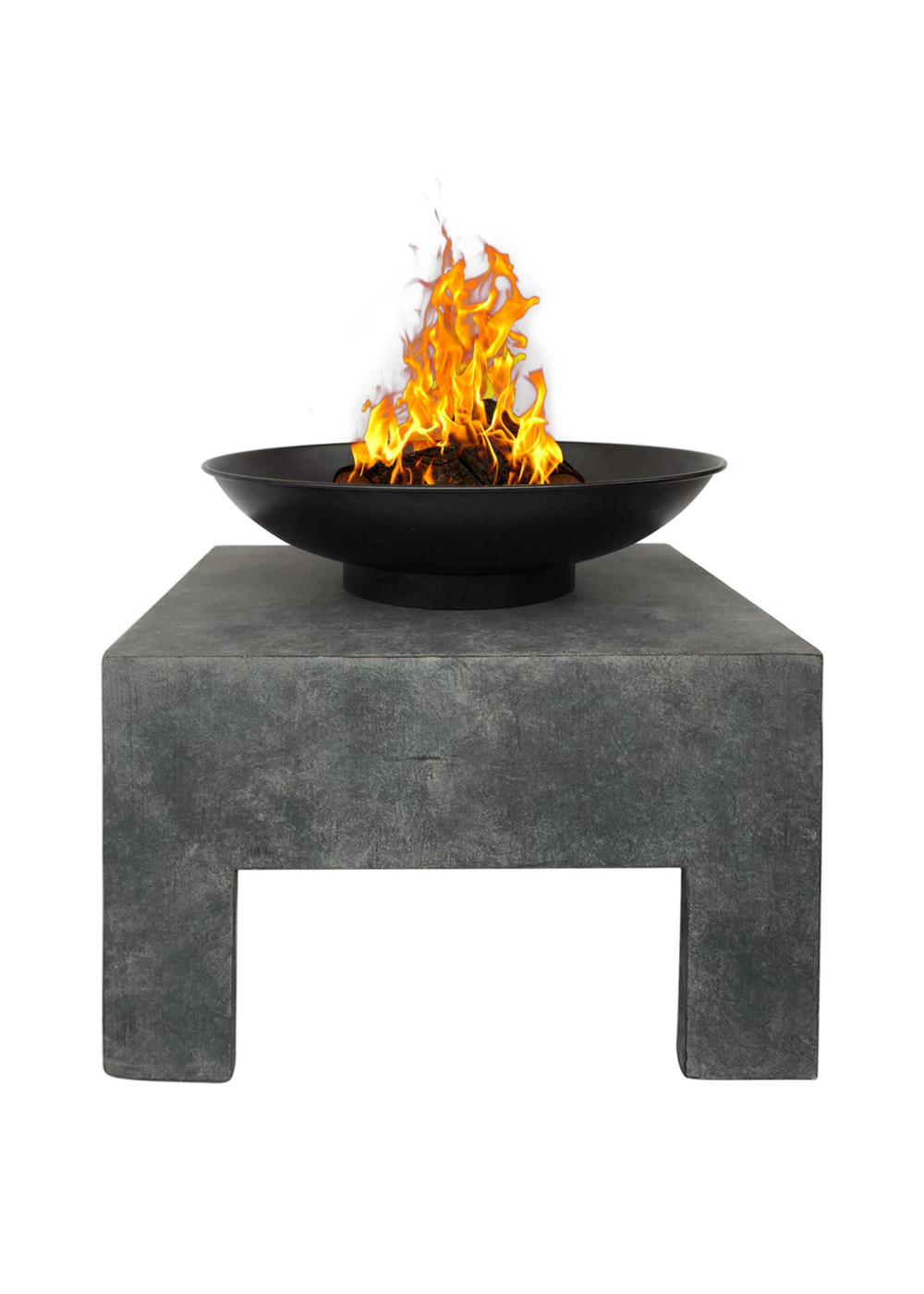 Charles Bentley Fire Pit with Metal Fire Bowl and Square Base (42cm x 40cm x 44cm) - One Size Image 2