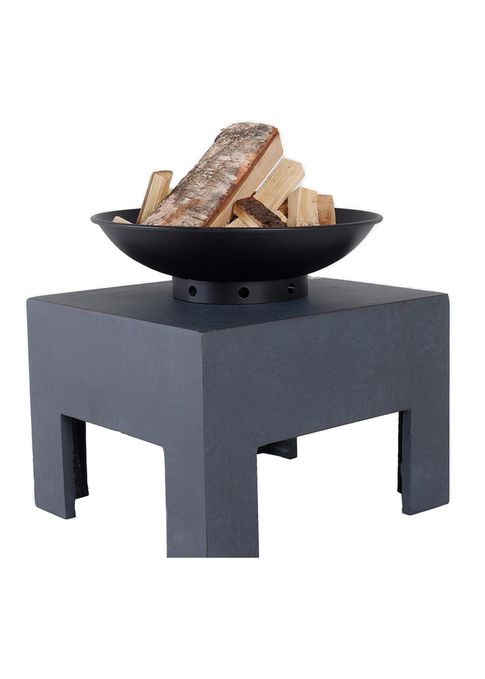 Charles Bentley Fire Pit with Metal Fire Bowl and Square Base (42cm x 40cm x 44cm) - One Size Image 4